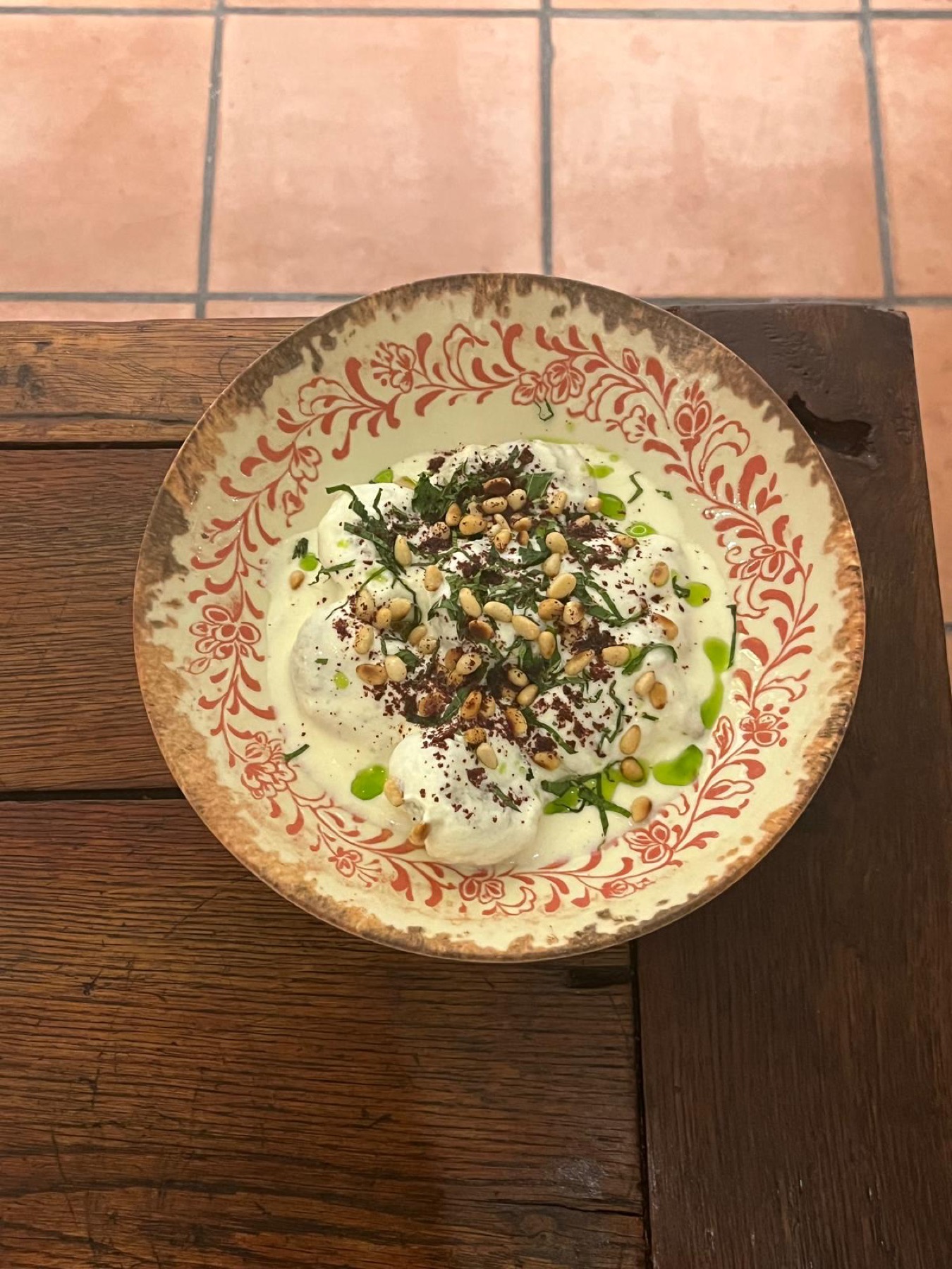 Creamy labneh with pine nuts for private dining on the French Riviera
