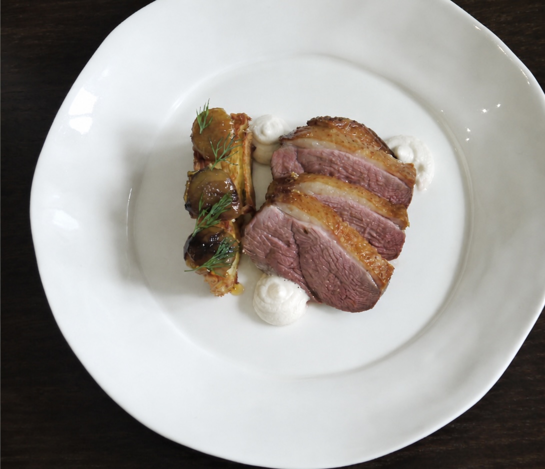 Duck breast private dining dish for a Cannes villa dinner