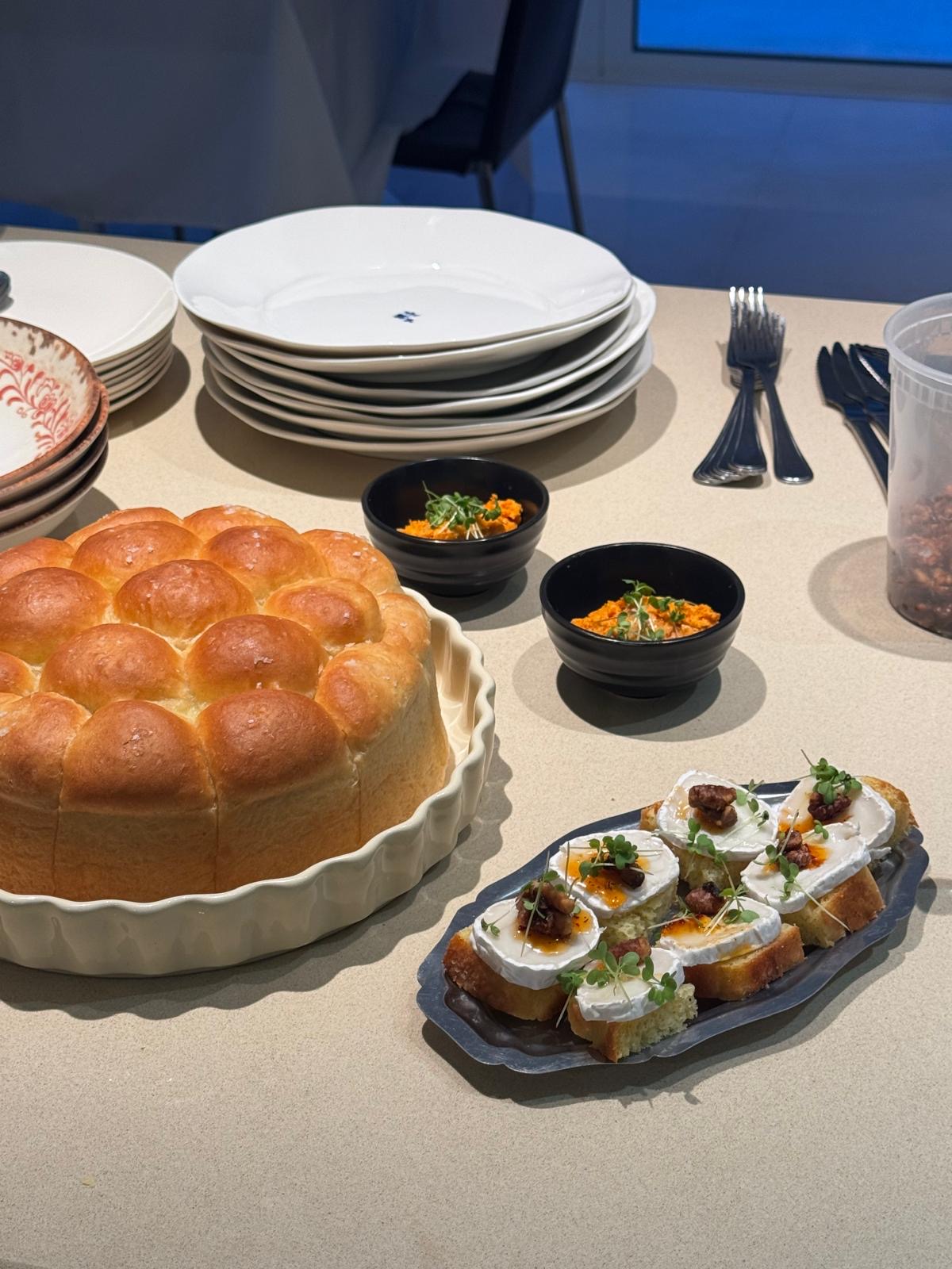 Brioche and goat cheese canapés at a private event