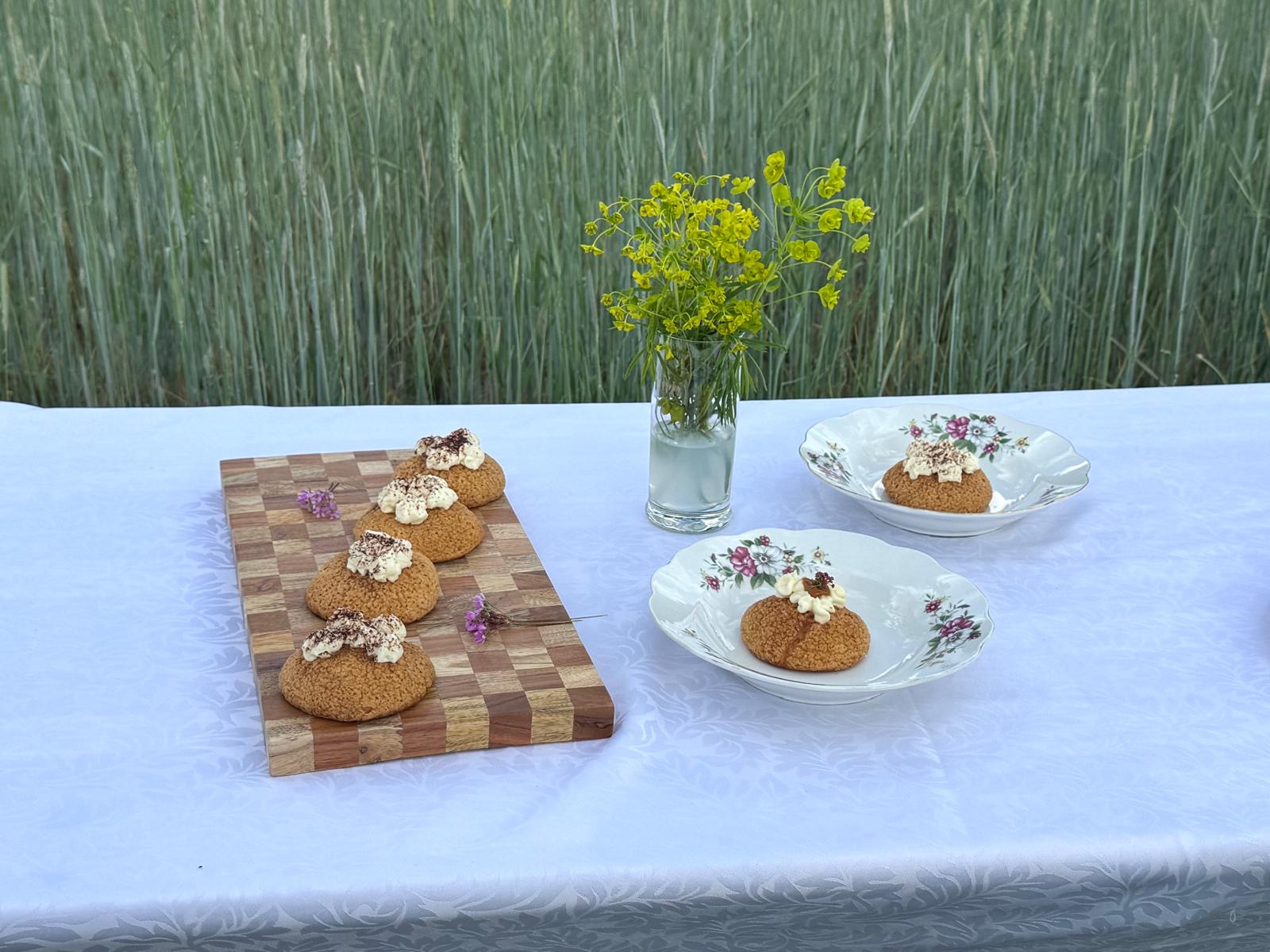 Fresh pastries set out for an outdoor gathering