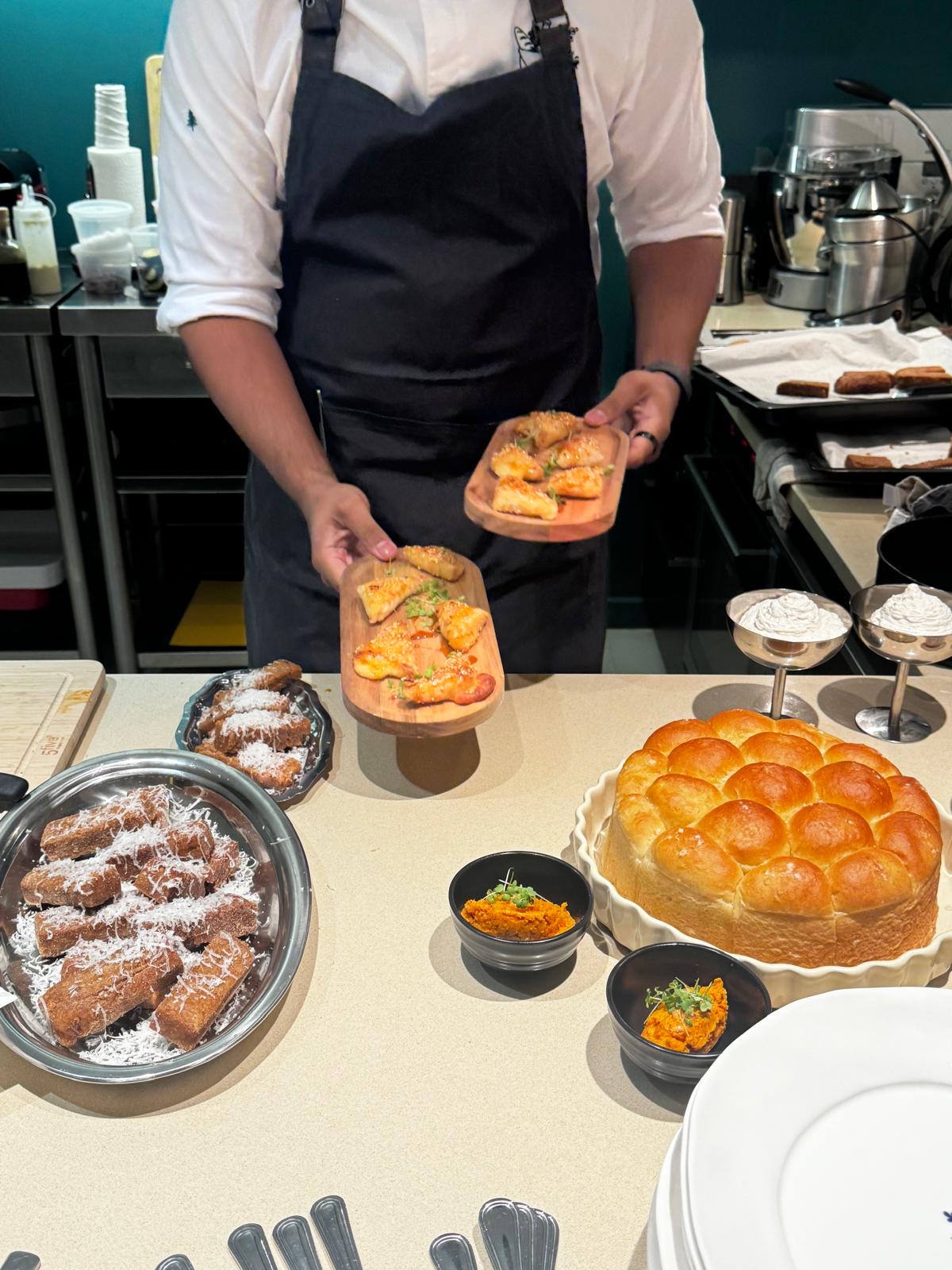 Private chef serving canapés at an event